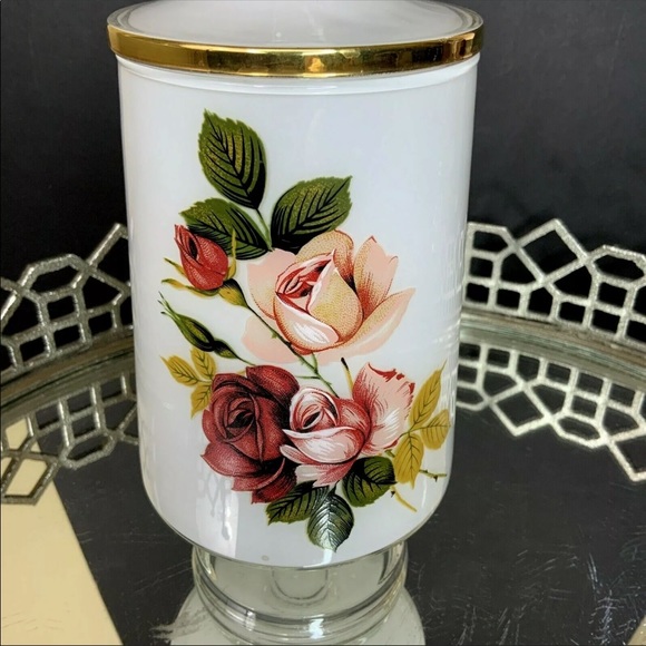 Vintage Decanter Roses Storage Dresser Barware #M1 - Picture 4 of 8